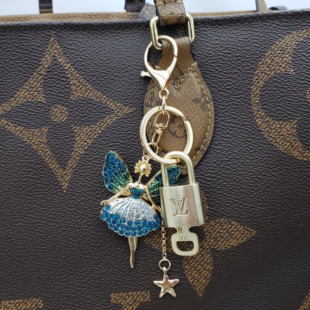 LV Gold Padlock Authentic 🔑 Luxury Bag Charm w/ Unbranded Fairy Keychain